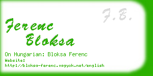 ferenc bloksa business card